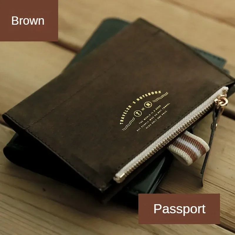 Travel Notebook Washable Cowhide Bill  Storage Bag Pen Case Stationery Storage Supplies