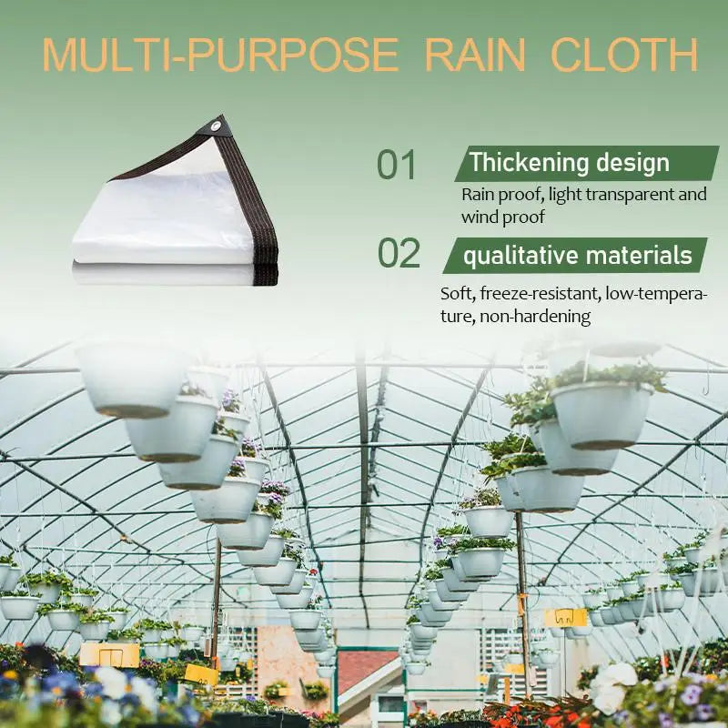 Clear PVC Waterproof Tarp 15Mil Heavy Duty Outdoor Cover for Greenhouse Patio Windproof UV Resistant Shelter
