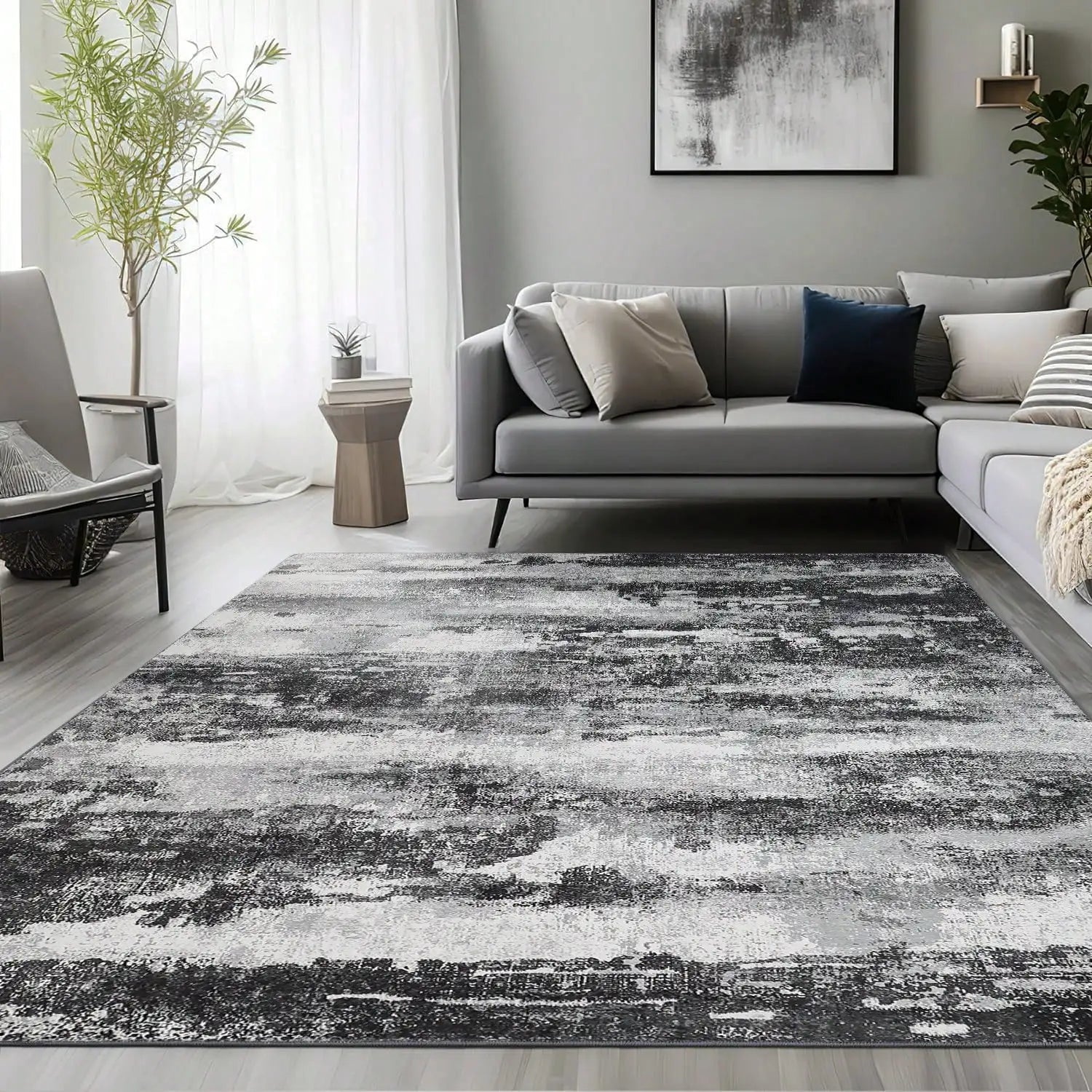 Area Rugs For Living Room Bedroom Machine Washable Modern Abstract Soft Large Rugs  Floor Carpet For Dining Room