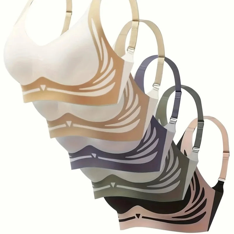 4-piece set: Elegance, ,adjustable, push-up ,seamless wireless ,comfortable, bra