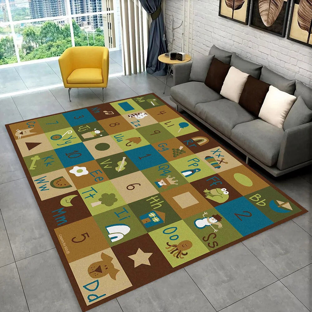 ABC Cartoon Alphabet Children Crawling Kids Playroom Early Education Area Rug,Carpet for Living Room Bedroom Sofa,Non-slip Mat