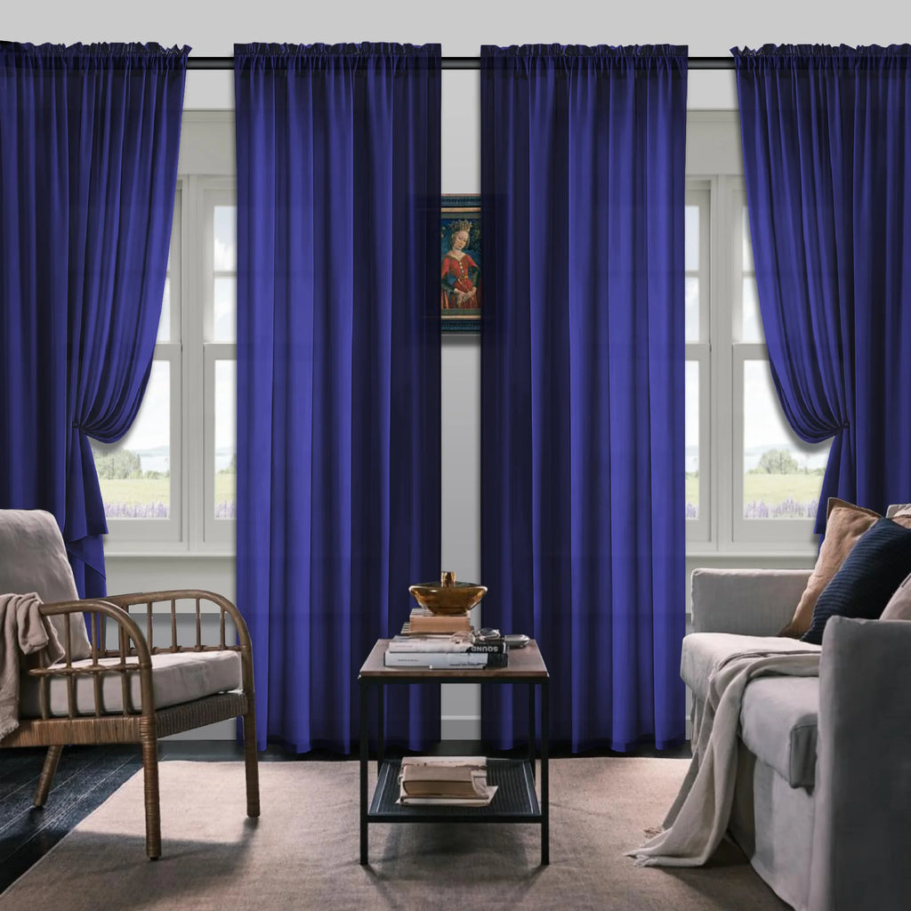 Set Of 4 Curtains,  Simple Rod Curtains, Suitable For Living Room, Office, Home, Bedroom Decoration