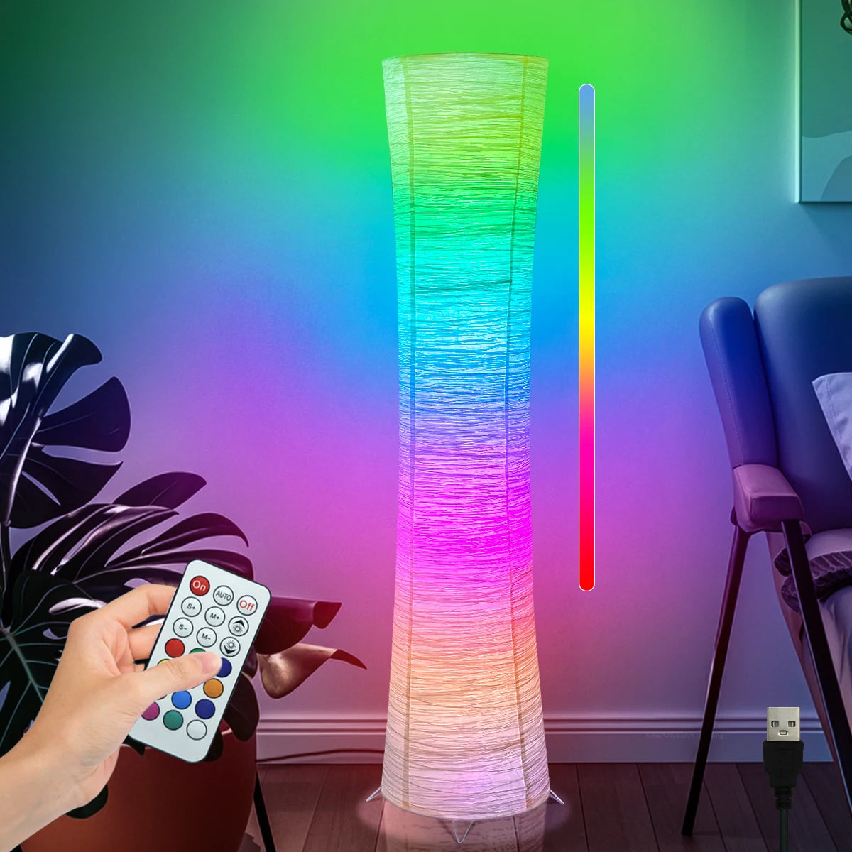 lamp, RGB color-changing LED smart lamp, remote control, suitable for living room, bedroom