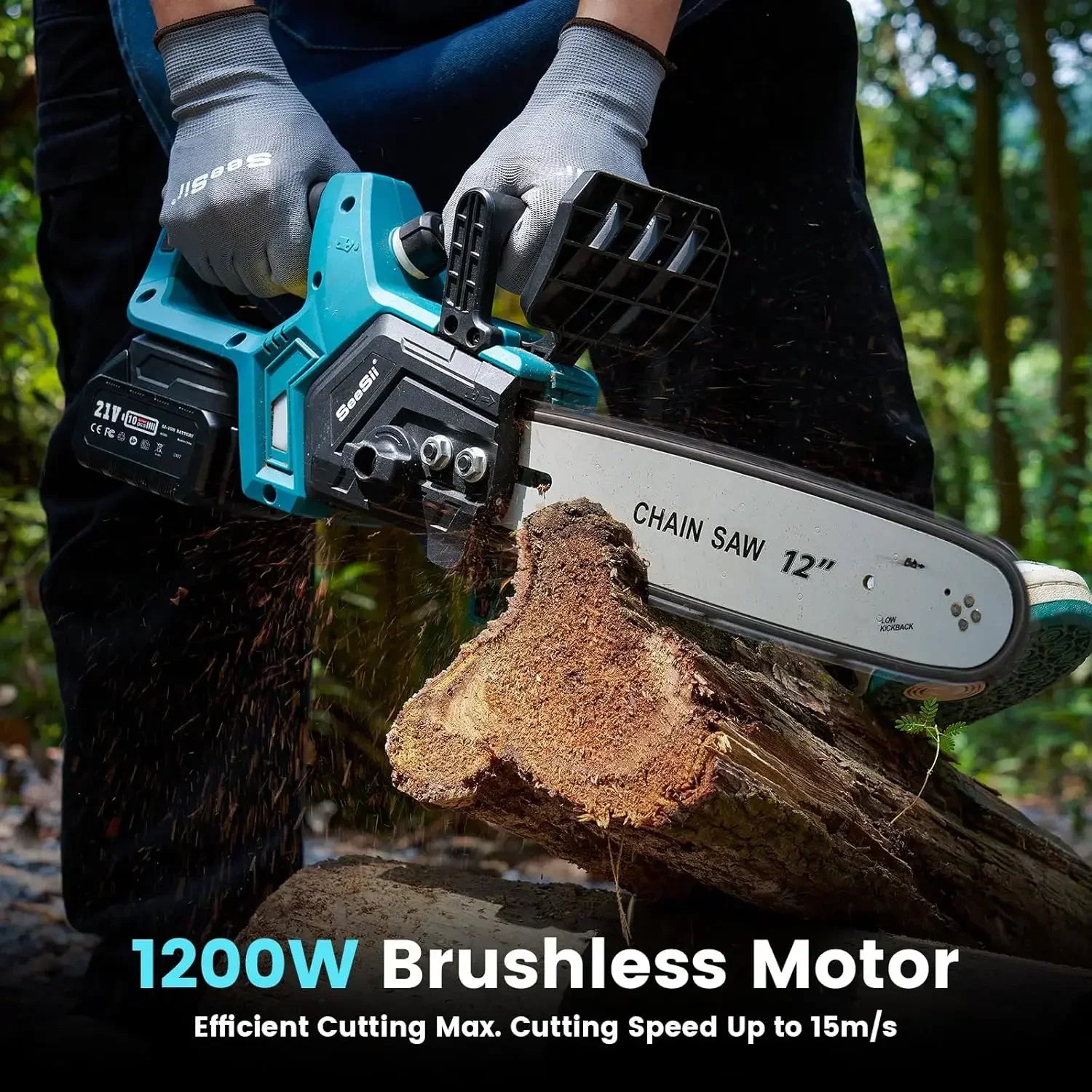 Cordless Chainsaw 12-inch CH1200+ Hand Held Brushless  Pruning Power Tool