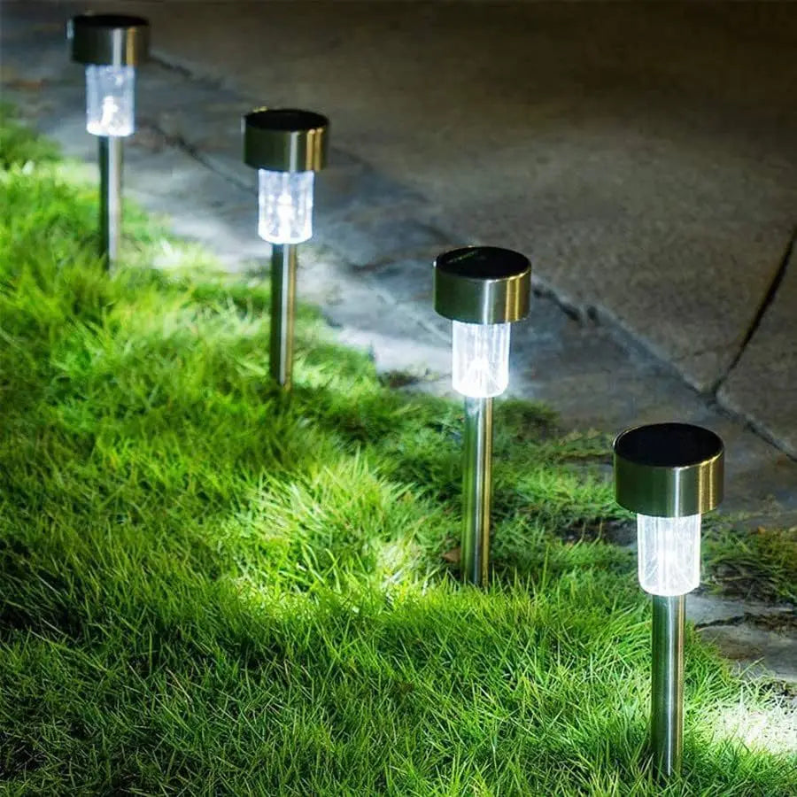 5pcs   Lawn Light Solar Ground Plug Light Stainless Steel Small Tube Light Outdoor Landscape Lighting