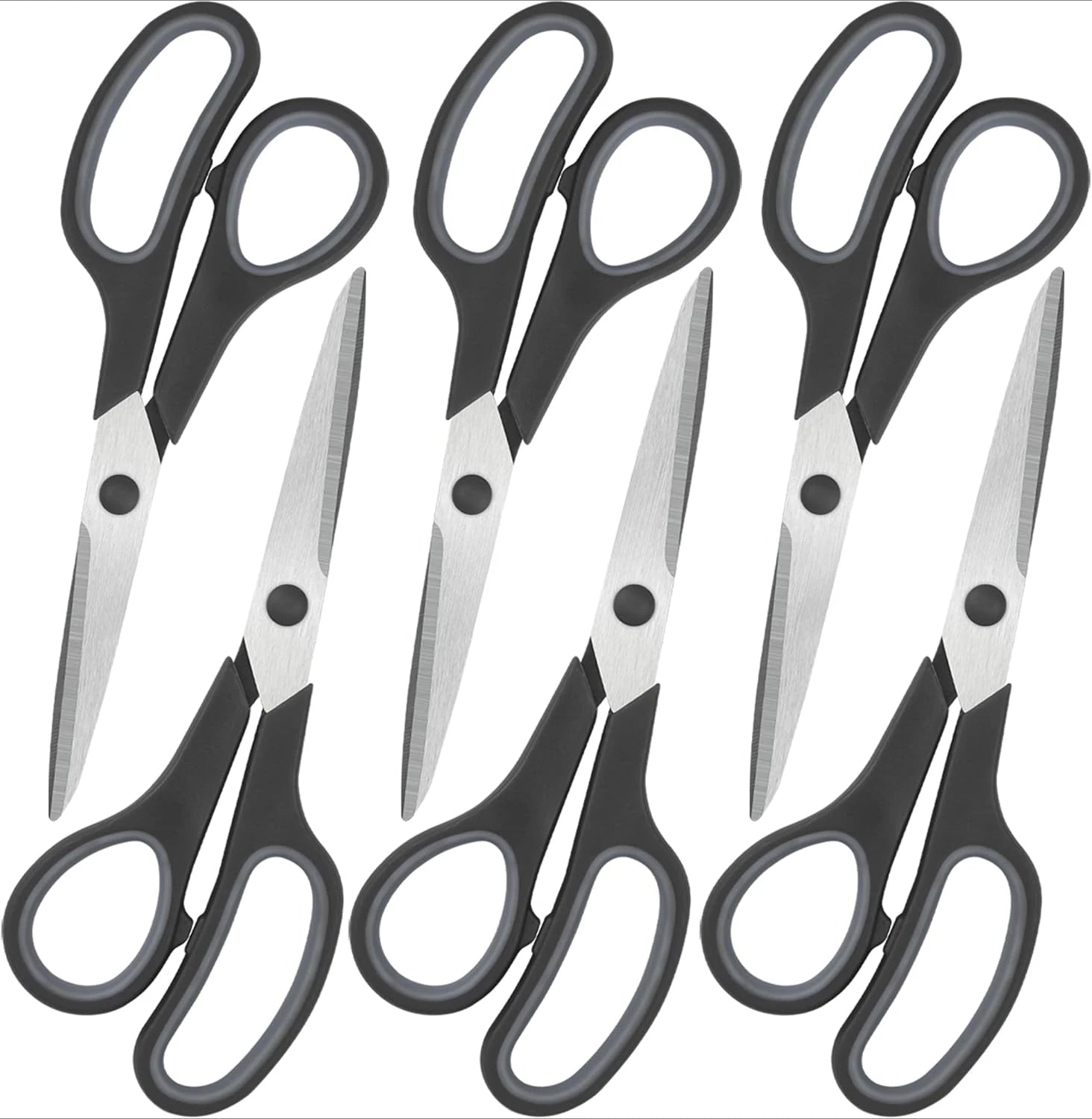 All Purpose 6 Pack - Comfort-Grip Sharp Scissors for Office School Sewing Fabric Craft Art Supplies
