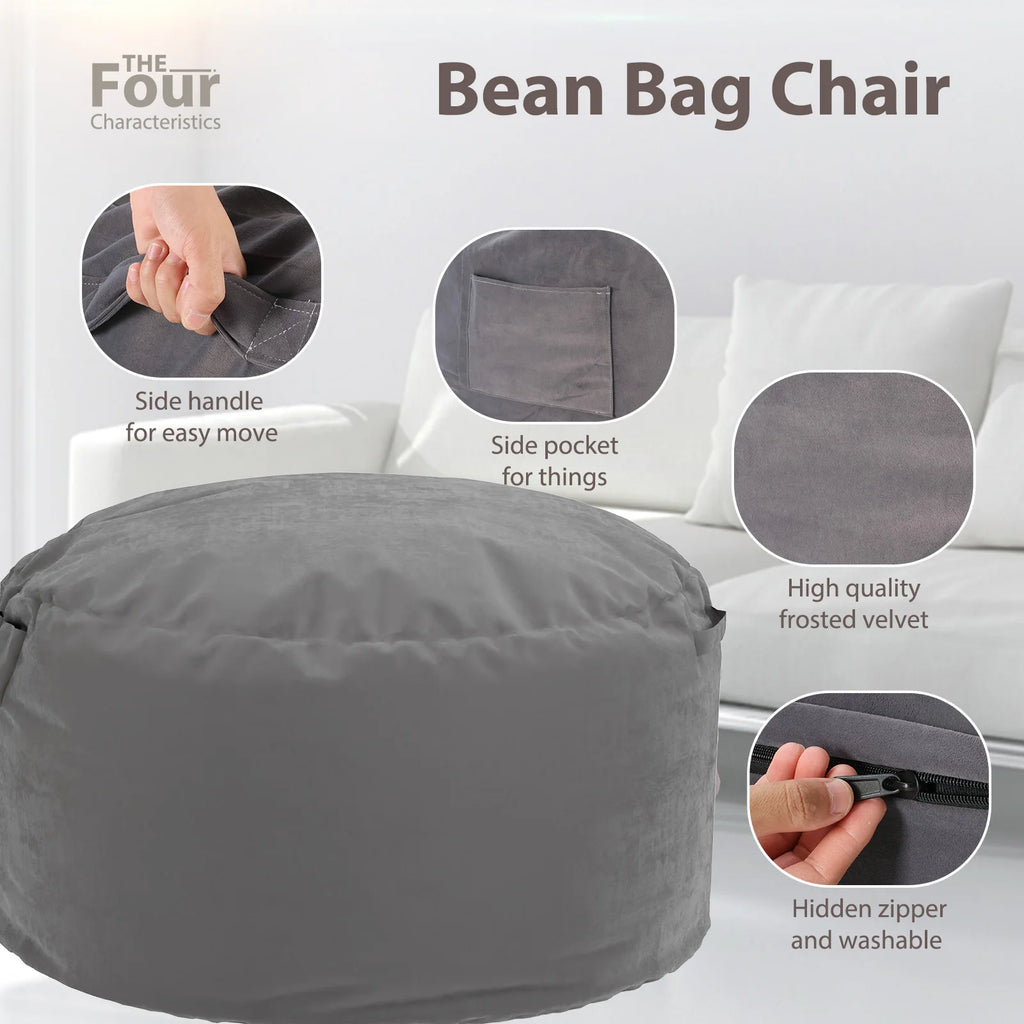 Bean Bag Chair Foam Filled Couch with Removable Cover Living Room Furniture