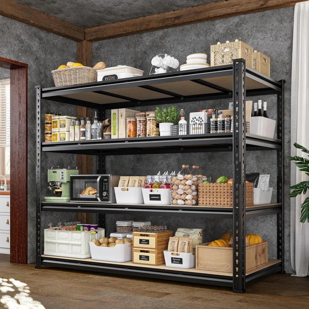 55" W Storage Shelves, 2040LBS Garage Shelving Heavy Duty, 4-Tier Storage Shelving, Adjustable Metal Shelving Unit