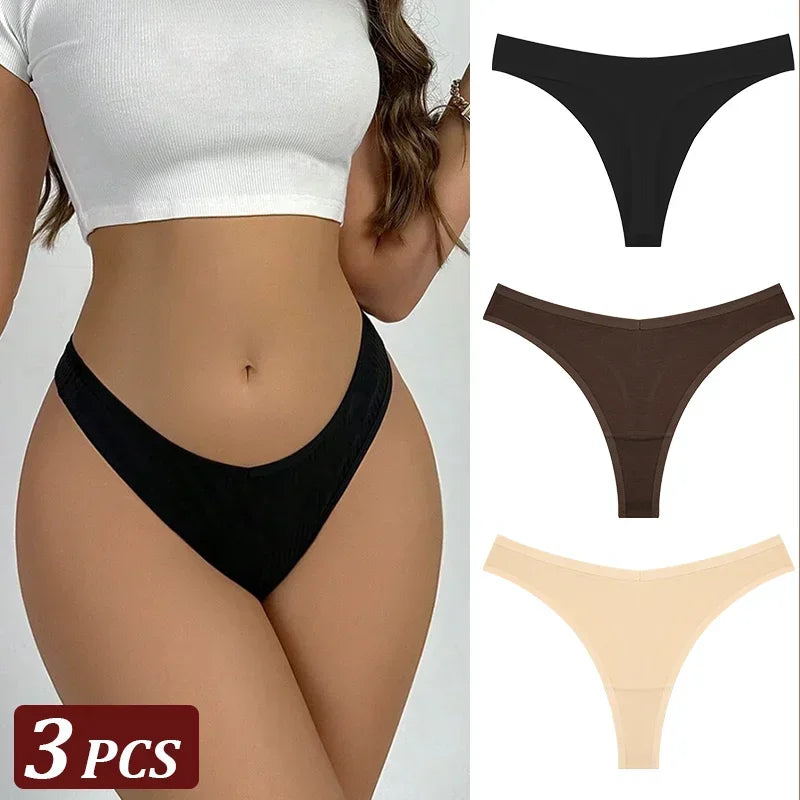 3Pcs/Set Seamless Thong Cotton Women High Flexibility Panty Sexy Underwear