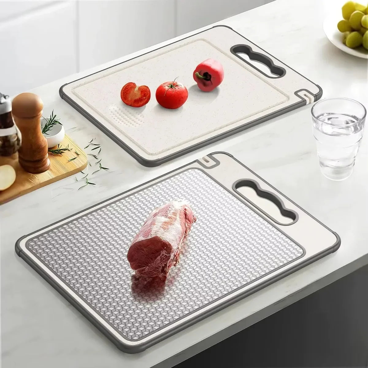 Dishwasher Double Sided Chopping Board – 304 Stainless Steel and Wheat Straw