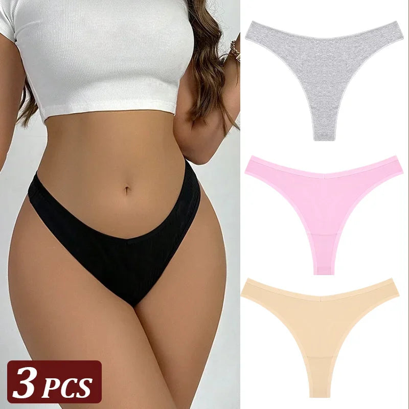 3Pcs/Set Seamless Thong Cotton Women High Flexibility Panty Sexy Underwear