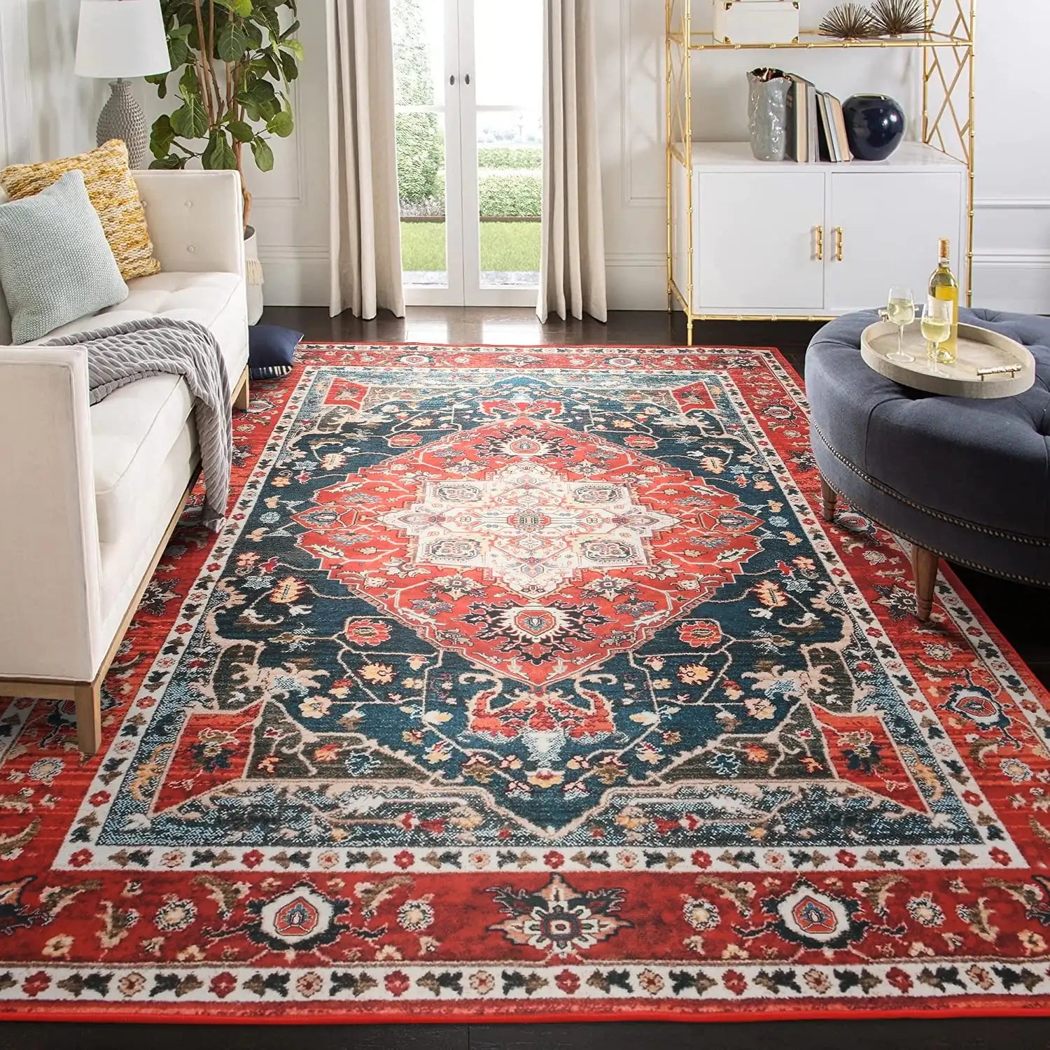 Vintage Bohemian Area Rug for Living Room, Rug Bedroom Indoor Print Carpet Large Size Kitchen Mat