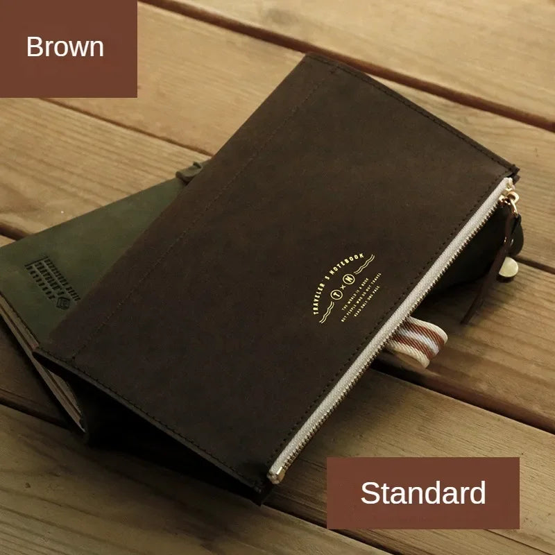 Travel Notebook Washable Cowhide Bill  Storage Bag Pen Case Stationery Storage Supplies