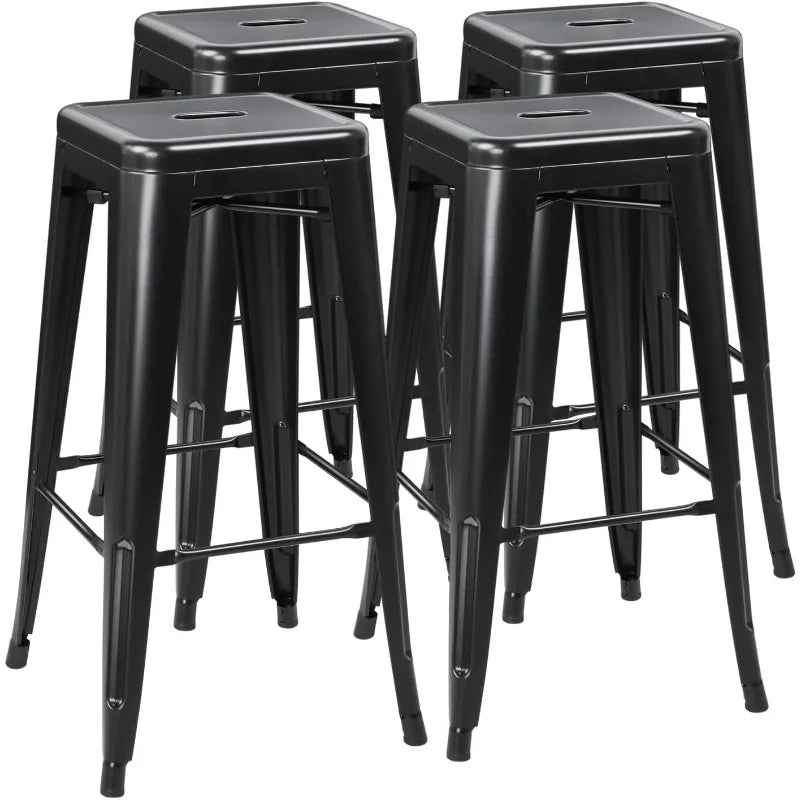 Bar Height Barstools, Stackable Bar Chairs with Footrest for Kitchen/Dining Room/Bistro/Patio,