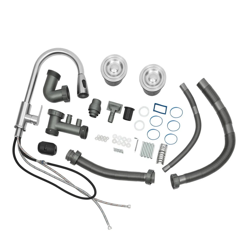 201 Stainless Steel Utility  Kitchen Sink, Free Standing Double Bowl  with Faucet