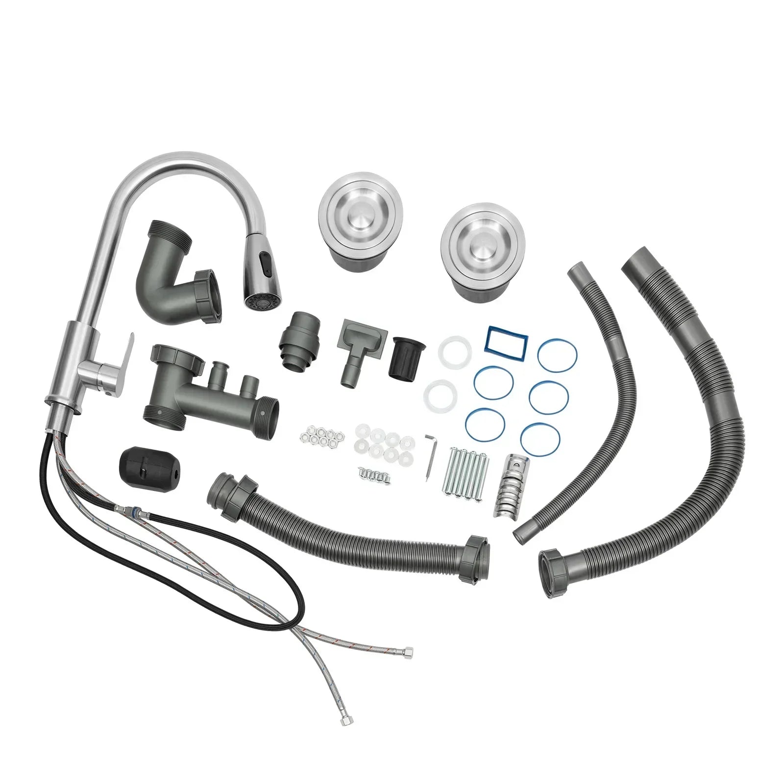 201 Stainless Steel Utility  Kitchen Sink, Free Standing Double Bowl  with Faucet