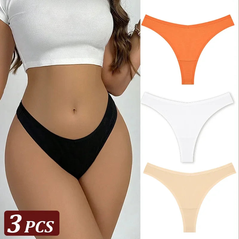 3Pcs/Set Seamless Thong Cotton Women High Flexibility Panty Sexy Underwear