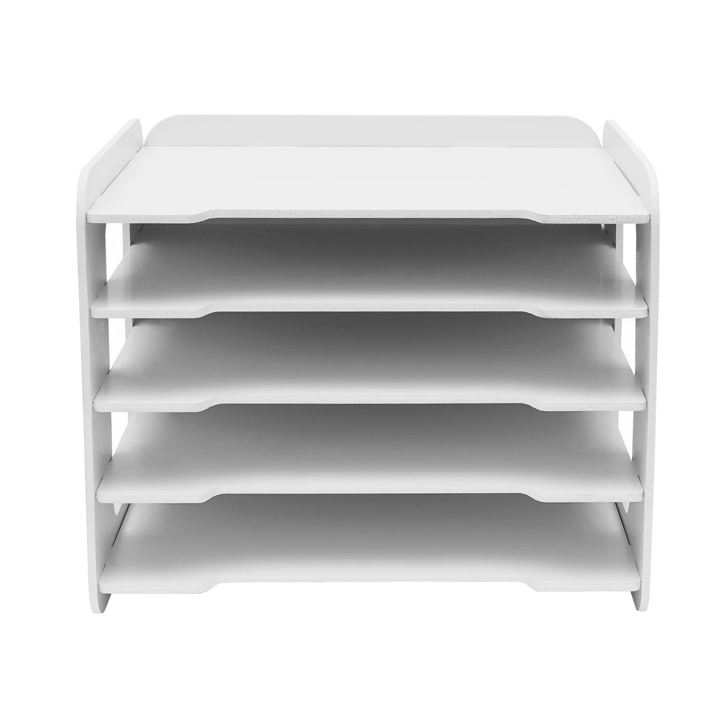 5-Layer File Organizer with Multifunctional Top Shelf, Dustproof Design, Home or Office Storage