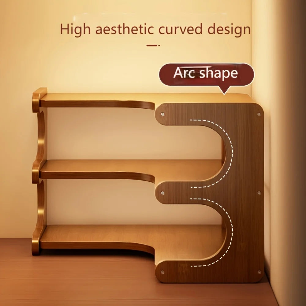 1pc Multi-Tier Bamboo Corner Desk Shelf - Corner Organizer for Plants, Books & Stationery -