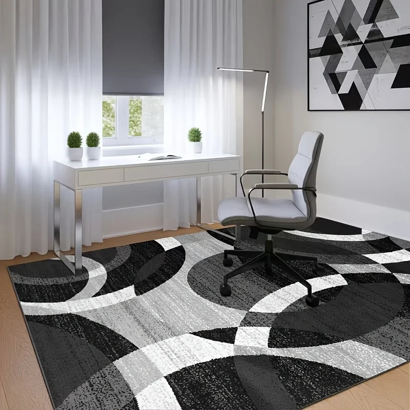 Geometric Patterned Rug  Machine-Washable Dirt-Repellent Soft Lightweight Comfortable Fabric No