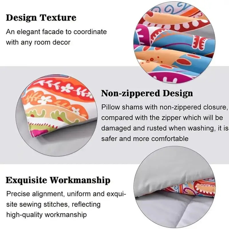 Gray King Comforter Set  Rainbow Floral Design - 3 Piece Bedding Collection