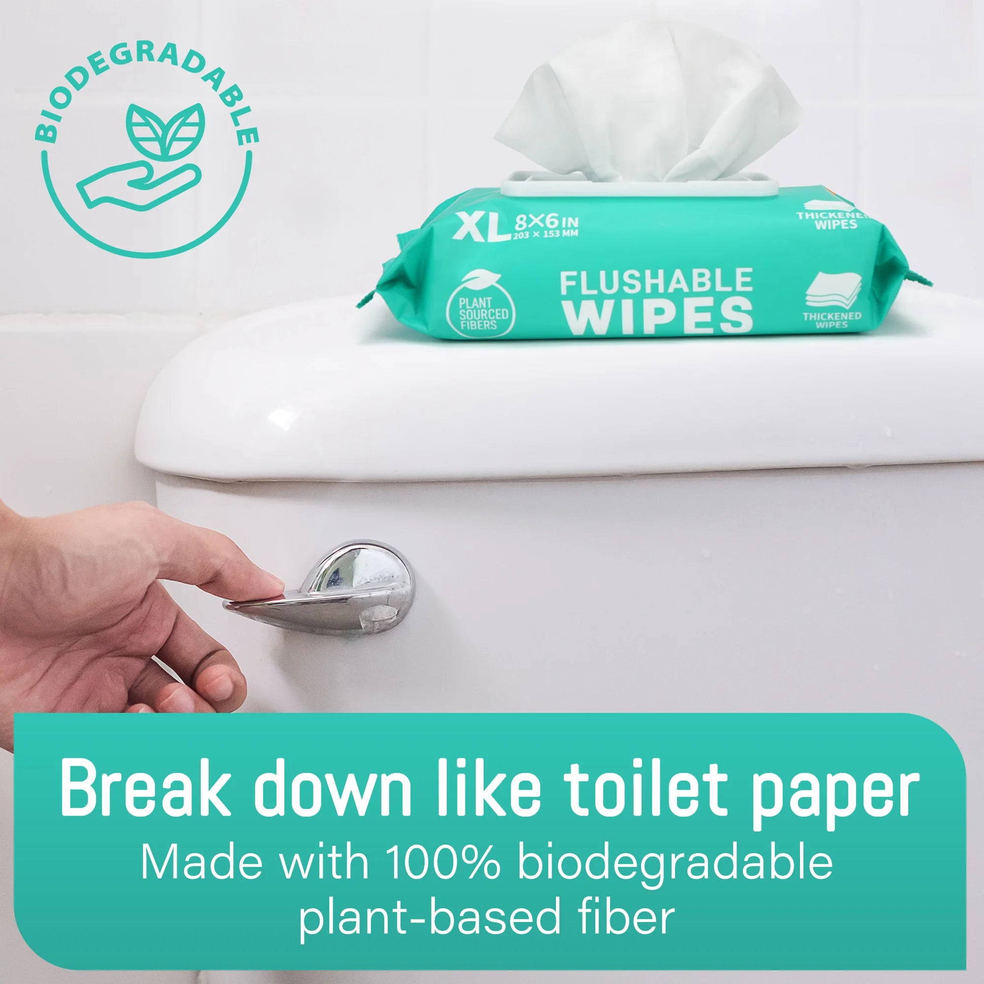 Extra Large Flushable Wet Wipes For Home Outdoor Use, Thickened Butt Wipes, 3 Packs x 48 Ct, 144/288 Wipes