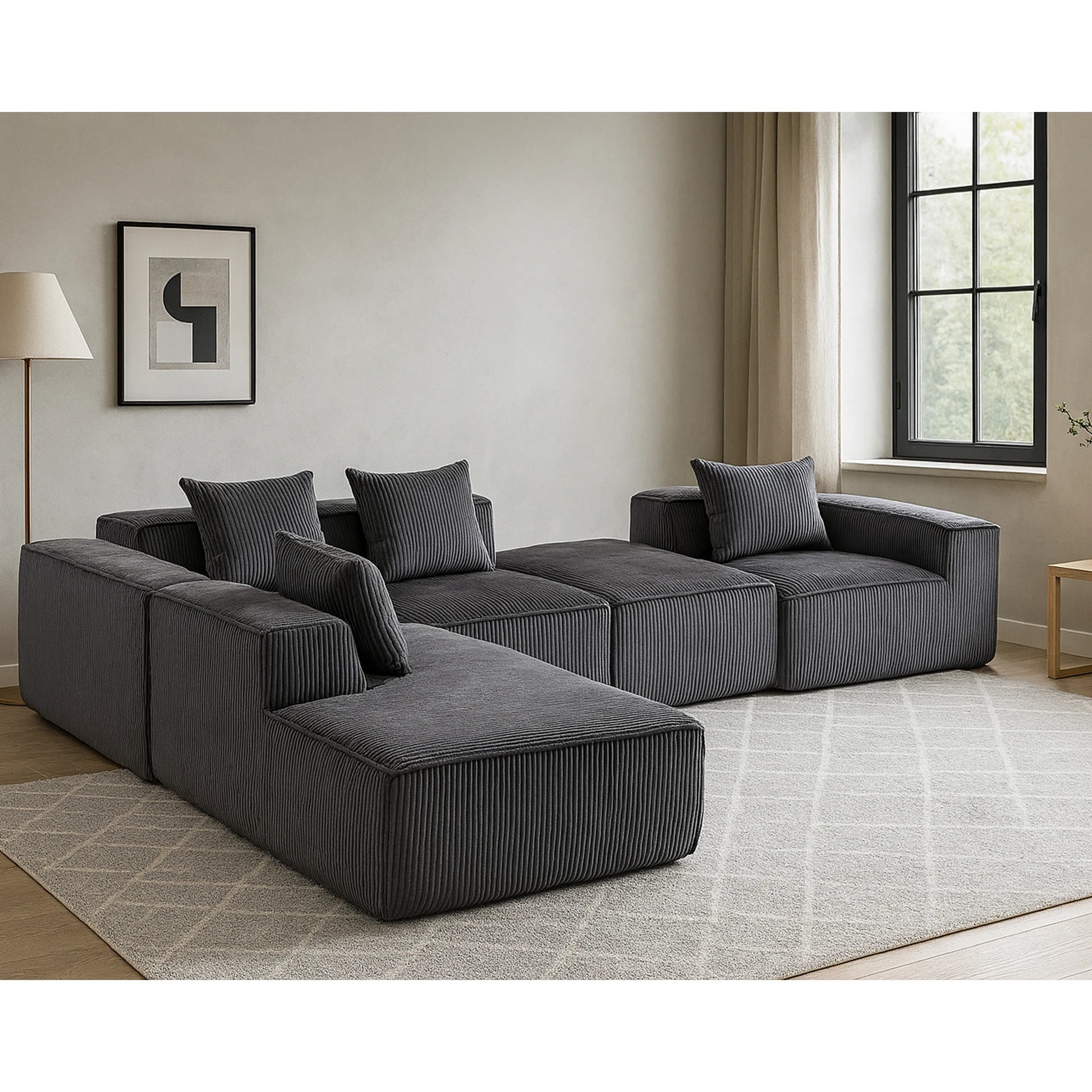 Couch with L-Shape  Modular sleeper Sofa with Deep Seat, for Room