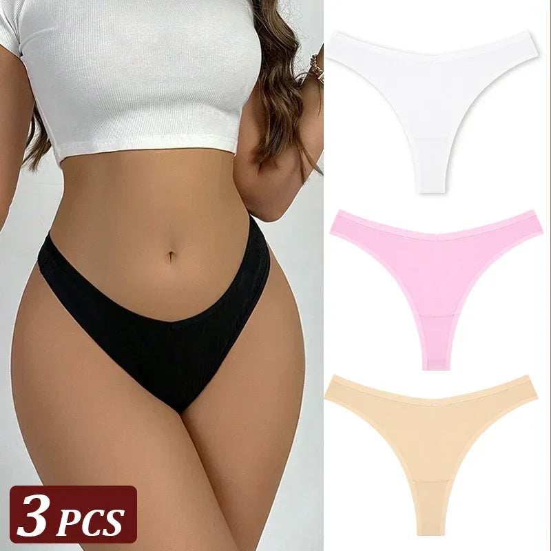3Pcs/Set Seamless Thong Cotton Women High Flexibility Panty Sexy Underwear