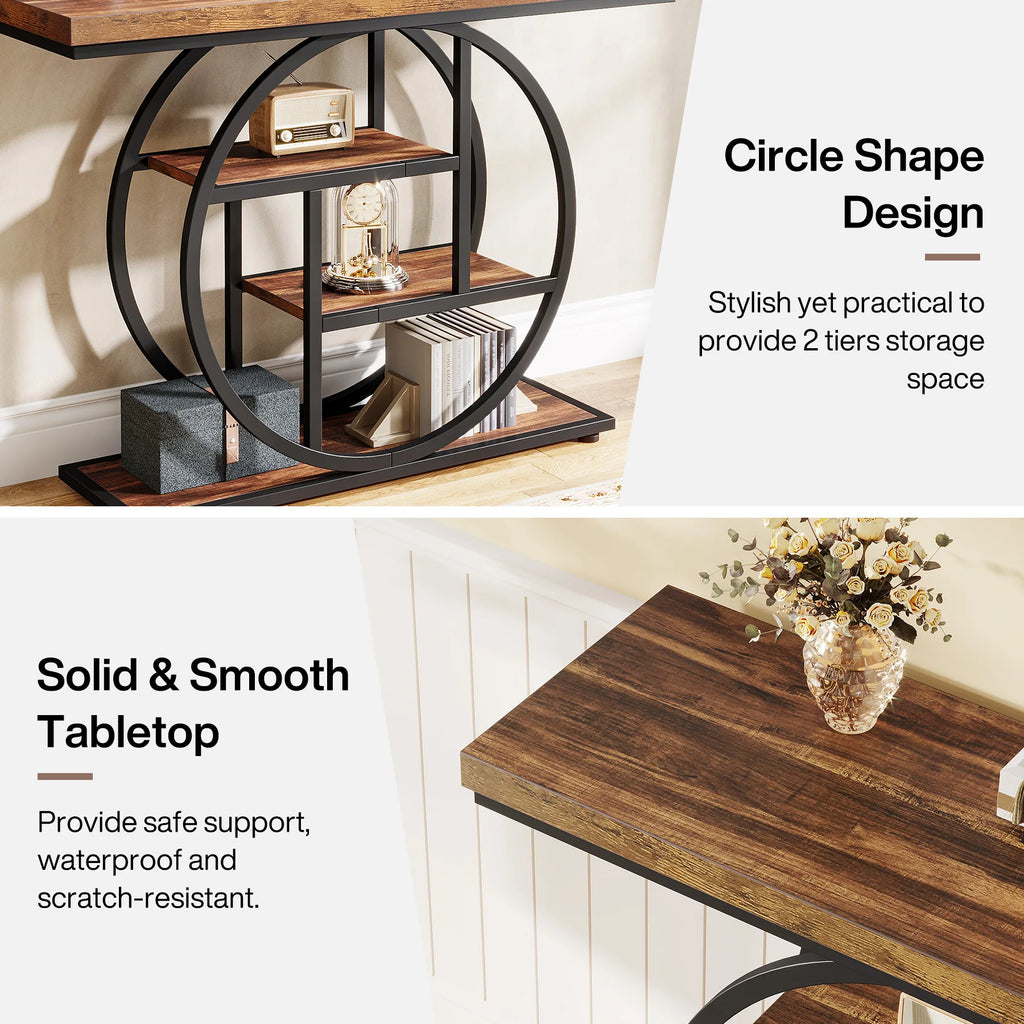 Console Table,, 41.3-Inch Industrial Sofa Table for Living Room, Foyer Hallway Table