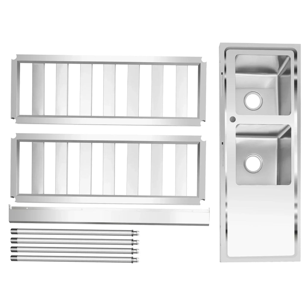 201 Stainless Steel Utility  Kitchen Sink, Free Standing Double Bowl  with Faucet