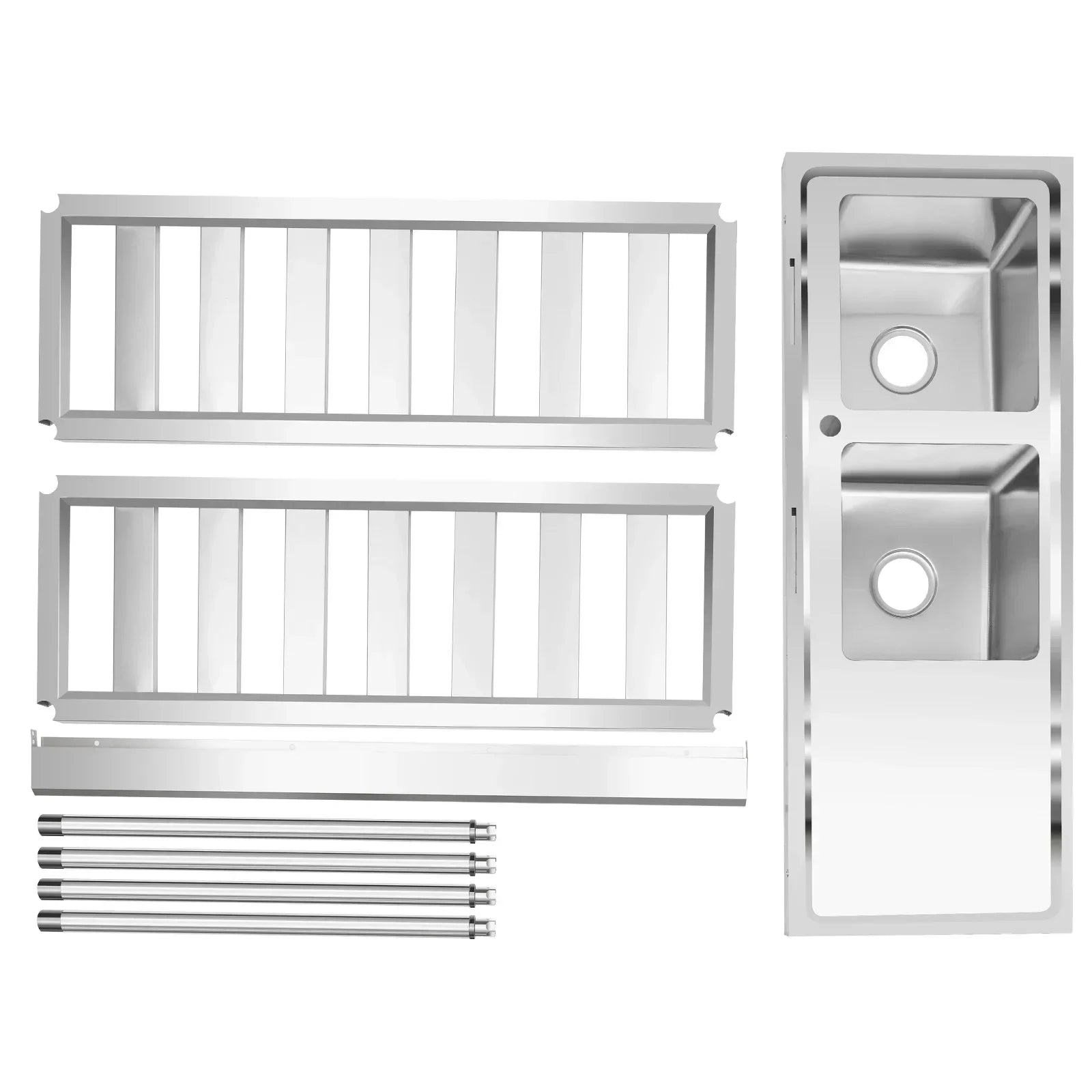 201 Stainless Steel Utility  Kitchen Sink, Free Standing Double Bowl  with Faucet