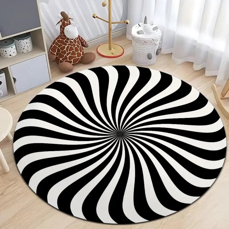 Optical Illusion Circular Carpet Soft Non-Slip Living Room Area Carpet Bedroom Office Floor Mat