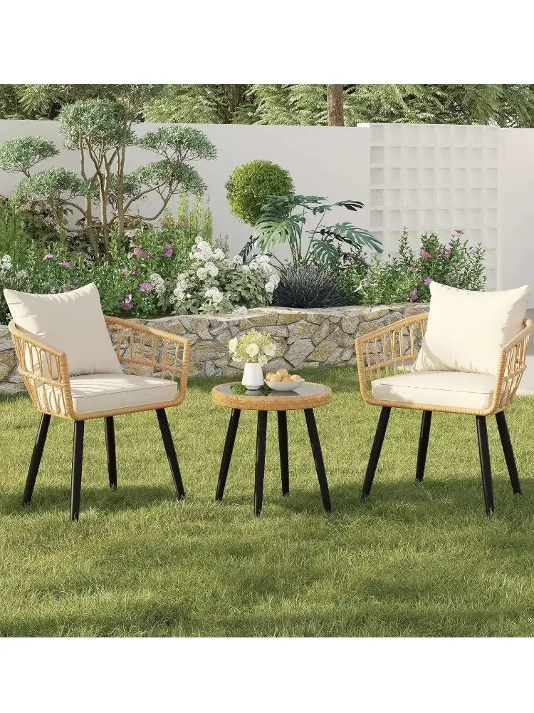 3 Piece Patio Porch Furniture Sets  Outdoor w/Cushions & Table for  Lawn Pool Backyard