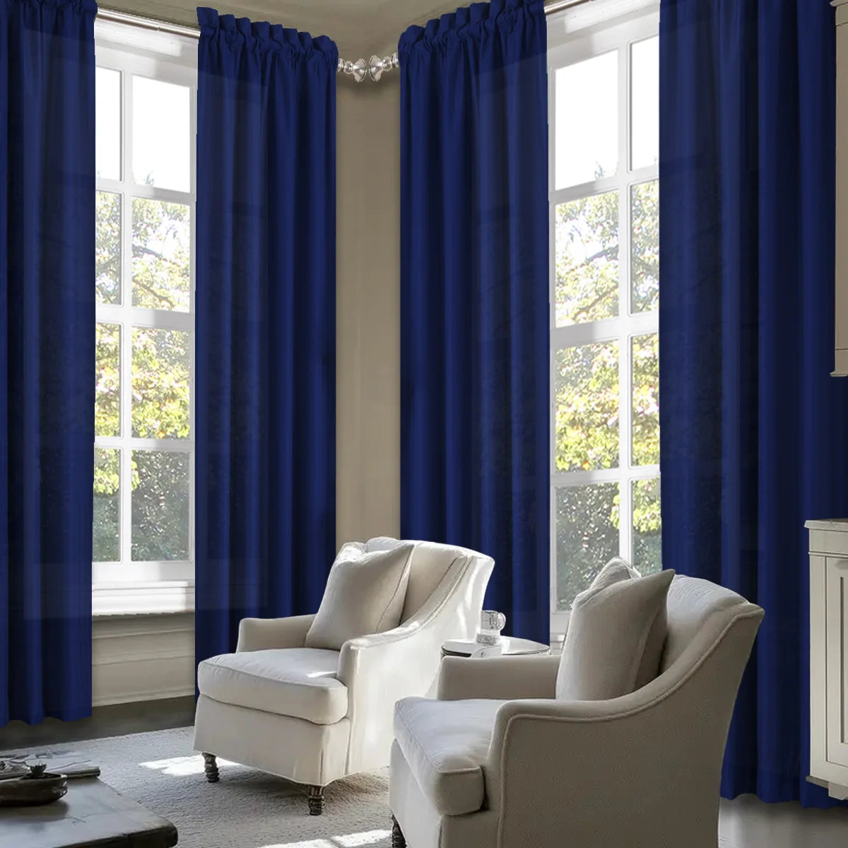 4pcs Light Filtering Curtains - Elegant Color Fade-Resistant  with Rod , Perfect for Living Room, Bedroom