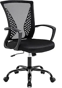Office Chair with Lumbar Support, Adjustable Armrests, and Swivel Mid-Back for Comfortable Computing