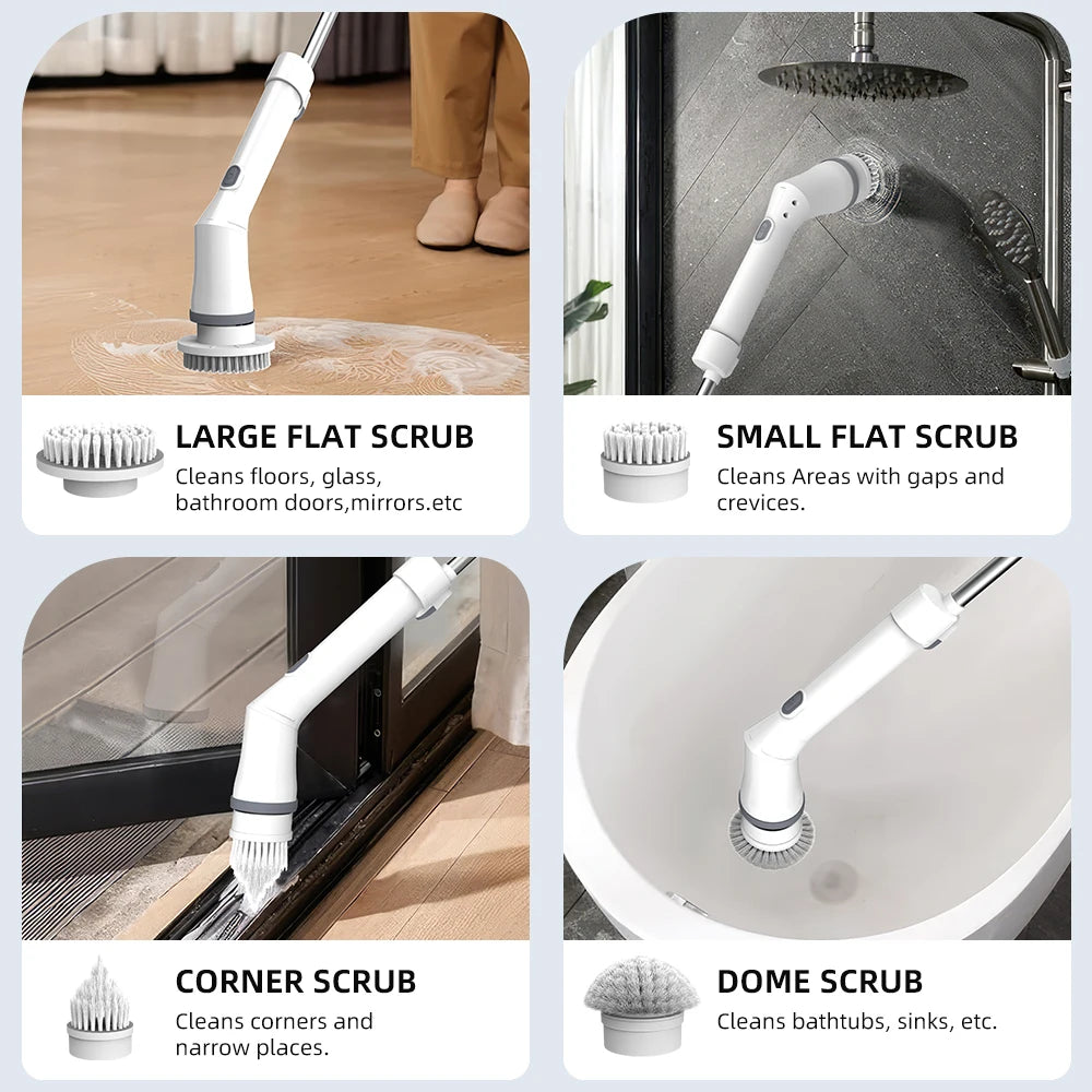 Multifunctional Wireless Rotatable Cleaning Brush Bathroom Kitchen
