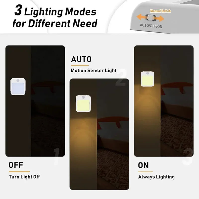 Night Light Motion Sensor Light EU Plug Lamps  Night  For Bedside Table Bedroom