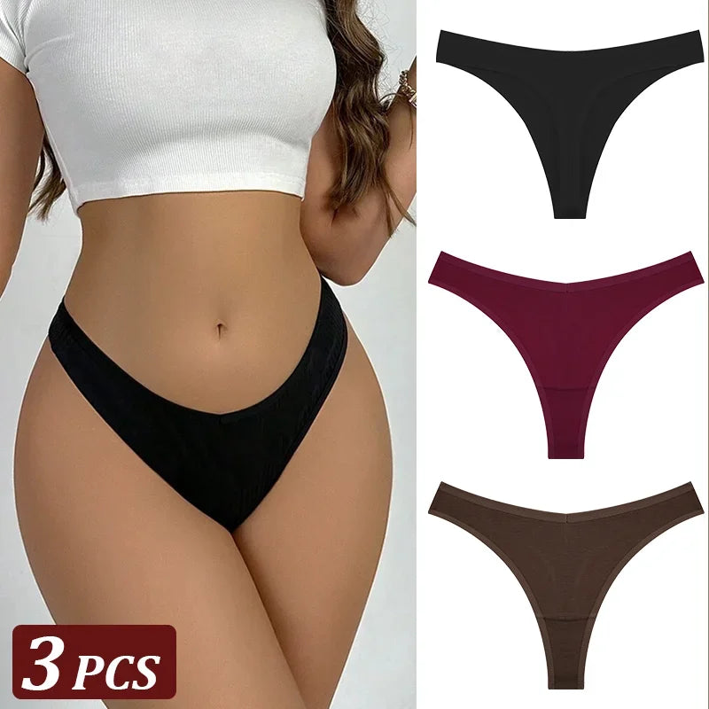 3Pcs/Set Seamless Thong Cotton Women High Flexibility Panty Sexy Underwear