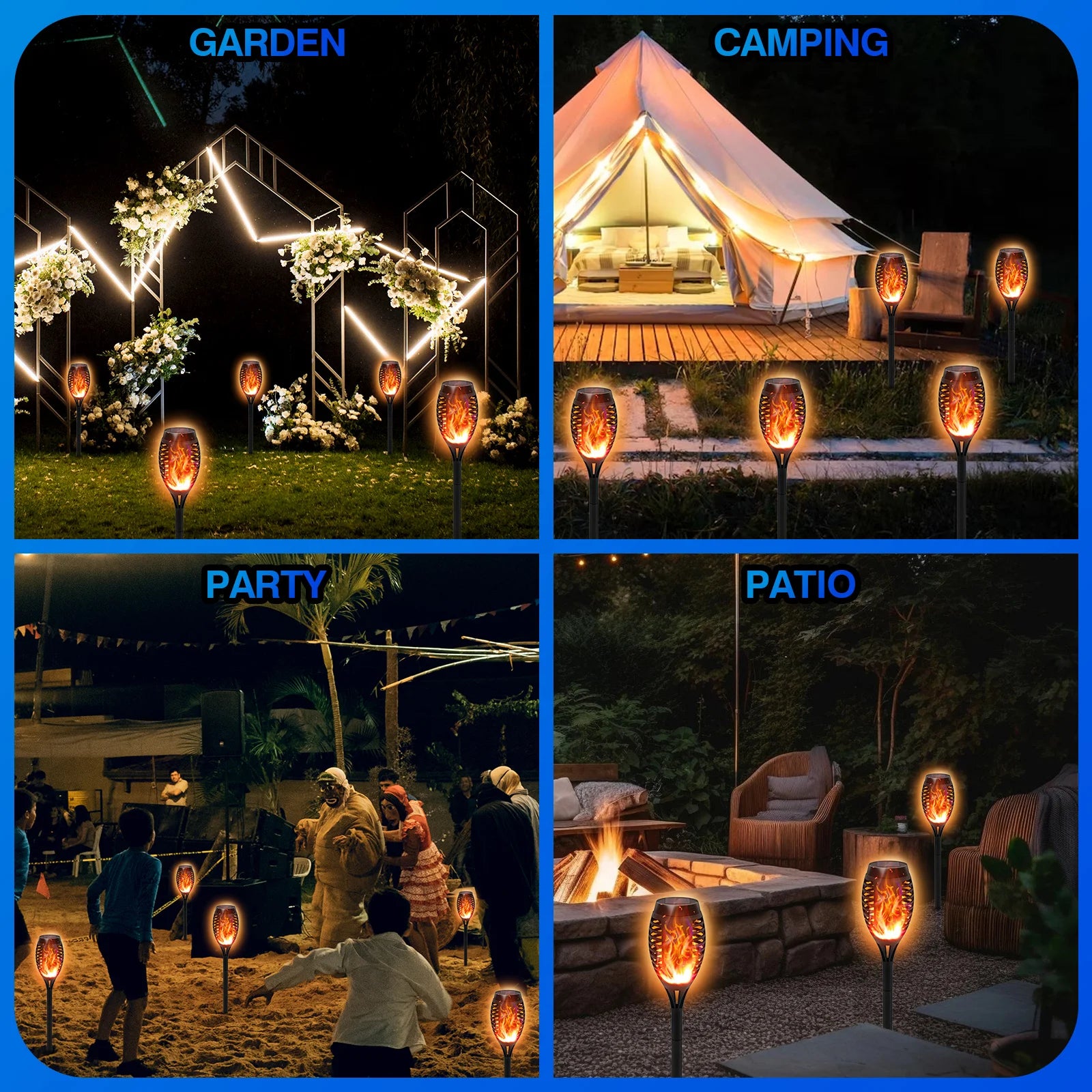 Solar Lights Outdoor Solar Torch Lights with Flickering Flame Waterproof Garden Decoration