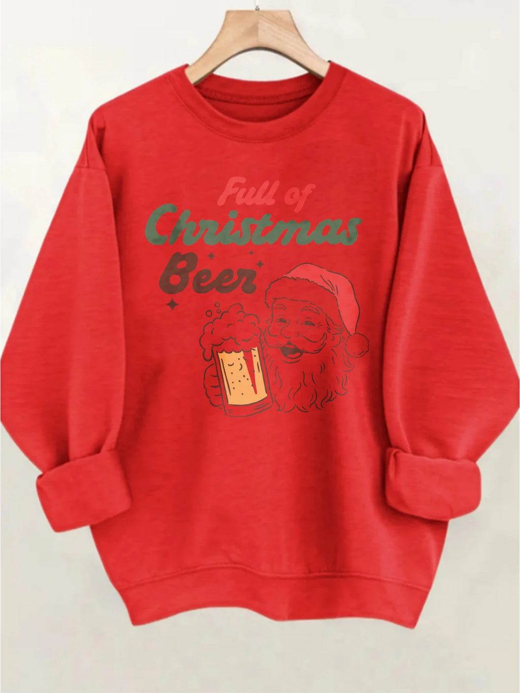 Santa Christmas Sublimation Graphics Pullover Red Green Cotton for Winter