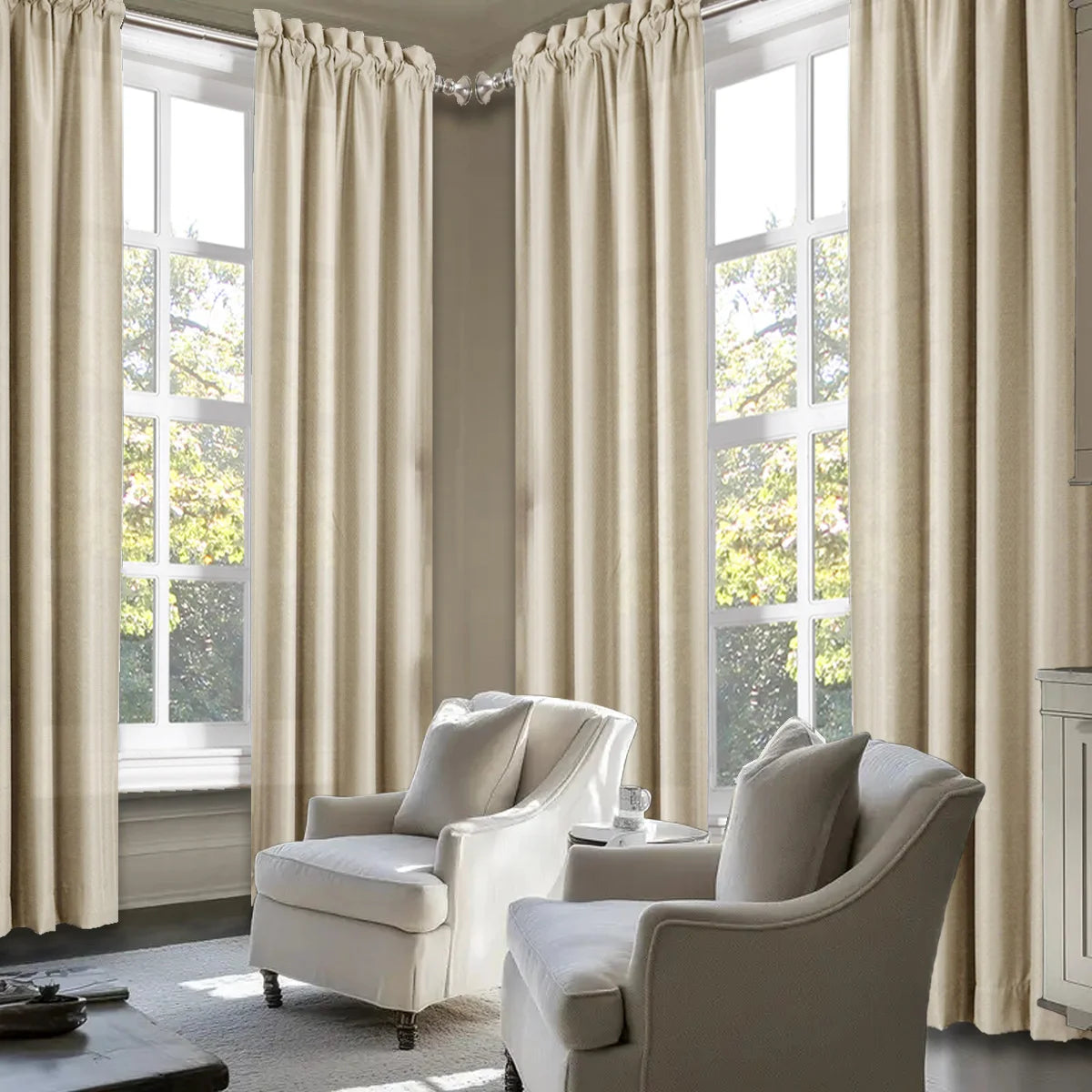 4pcs Light Filtering Curtains - Elegant Color Fade-Resistant  with Rod , Perfect for Living Room, Bedroom