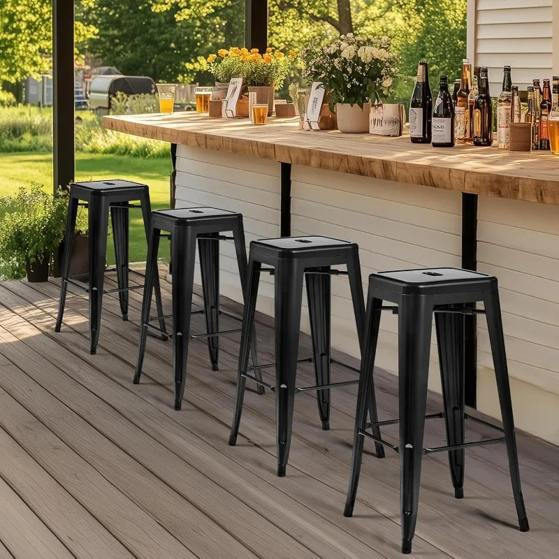 Bar Height Barstools, Stackable Bar Chairs with Footrest for Kitchen/Dining Room/Bistro/Patio,