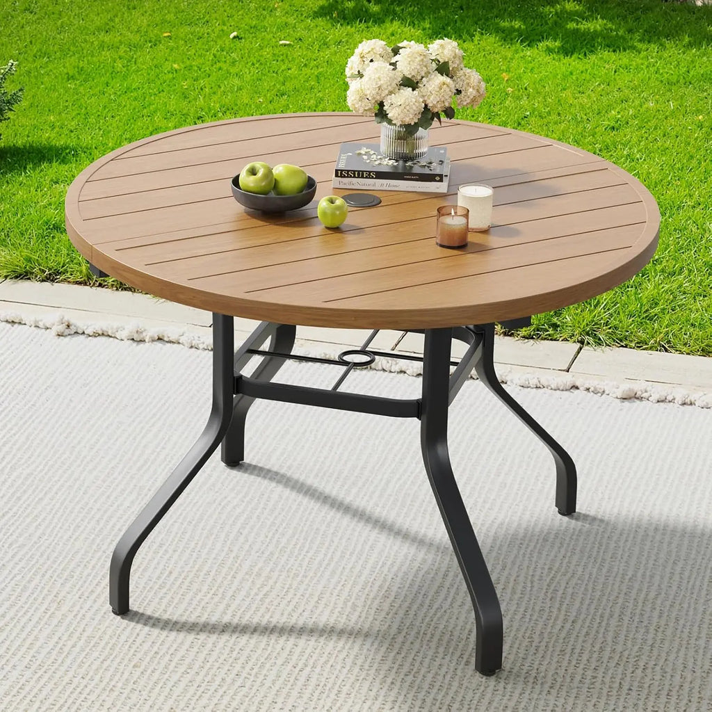 Outdoor Patio Dining Table, 41" Round Patio Table with 1.57" Umbrella Hole, Metal Tables for Patio, Graden, Backyard, Poolside
