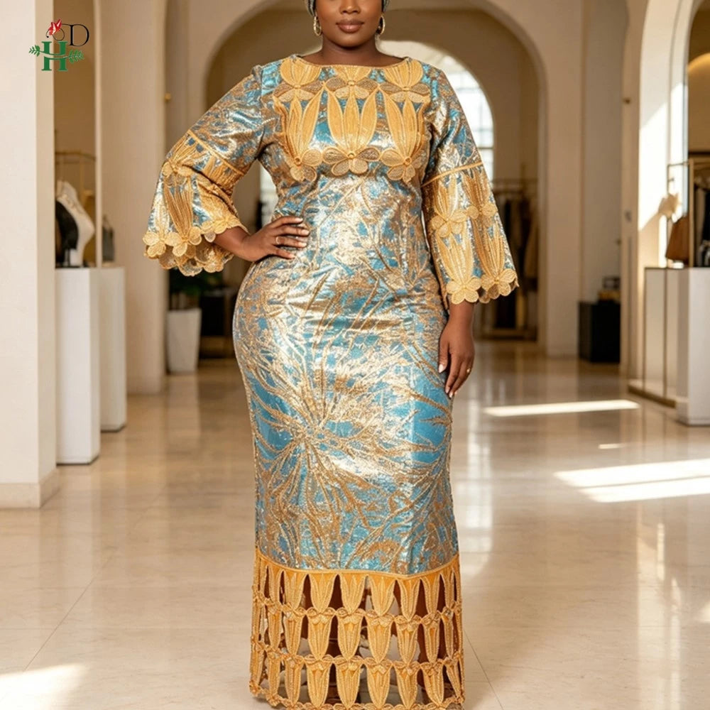 African Couples Traditional  Embroidery Dresses  African Clothing For Man Agbada Sets Wedding Party women Suits