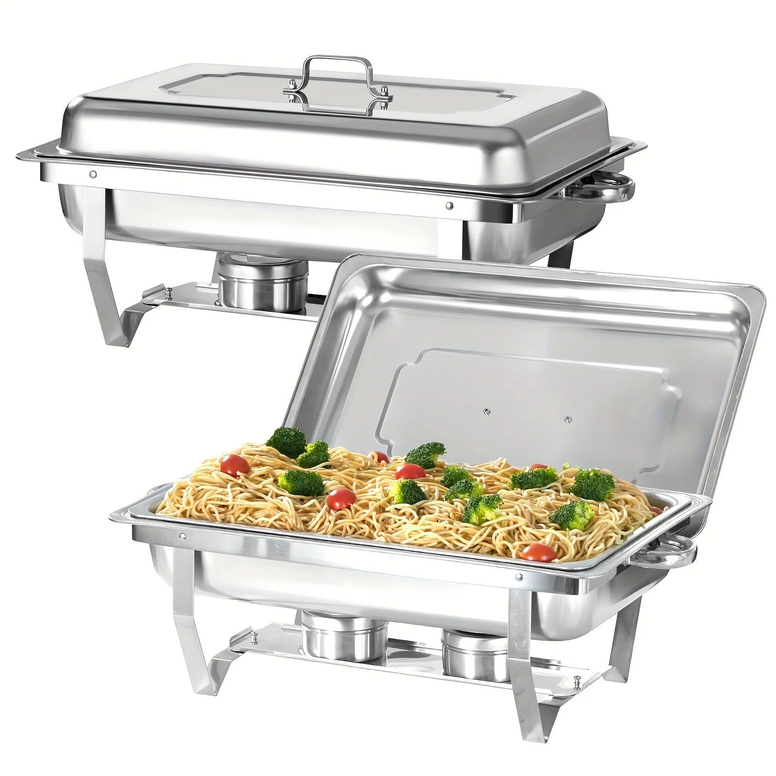 4 Pack 8QT Chafing  Buffet Set Stainless Steel Food Warmer Chafer Complete Fuel Holder for Catering,