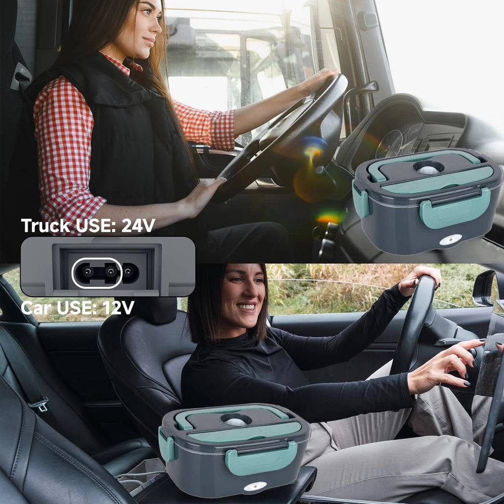 Electric Lunch Box for Adults-60W Fast Heated Lunch Box for with Dual 1.5LStainless Steel Containers