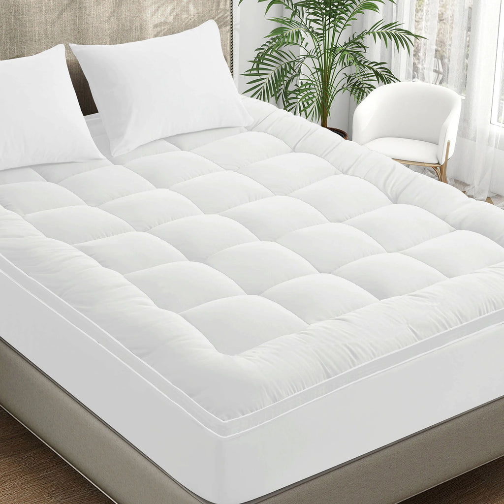 Mattress Topper Reversible Pillow Top Mattress Cover, Microfiber Fitted Cover Pad