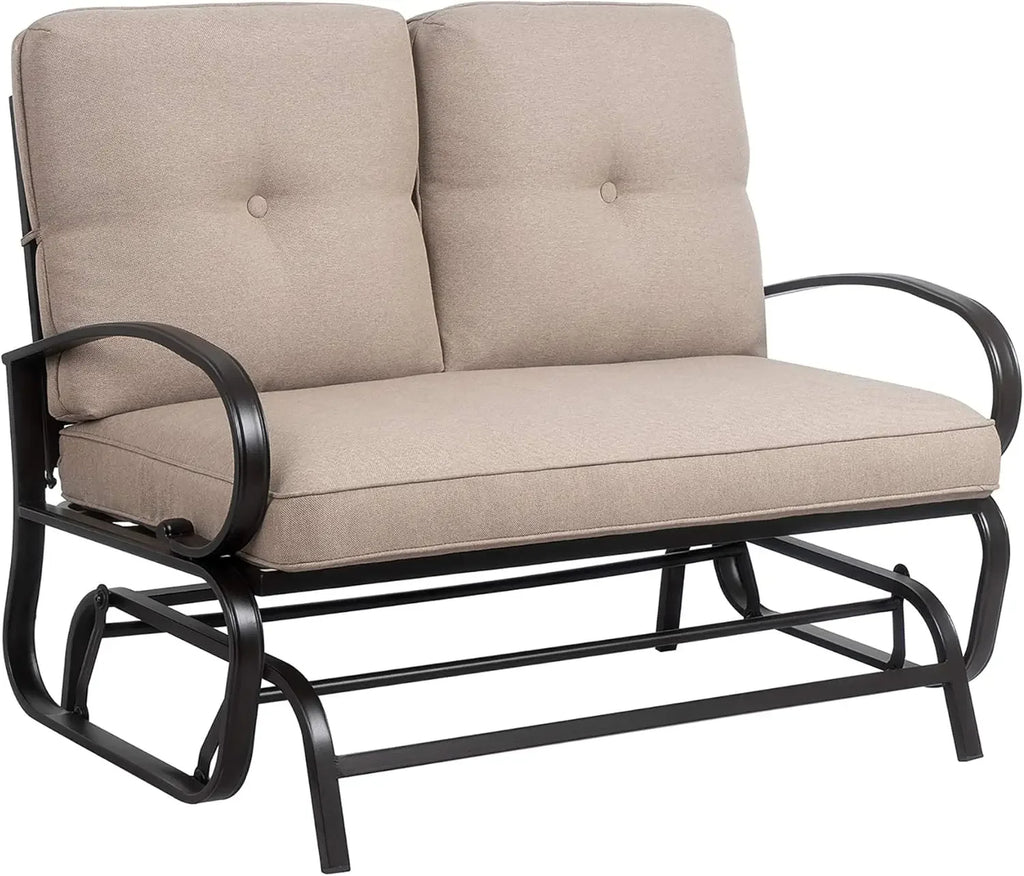 Outdoor Metal Swing Glider Bench – Steel  Loveseat for Patio, Garden & Porch