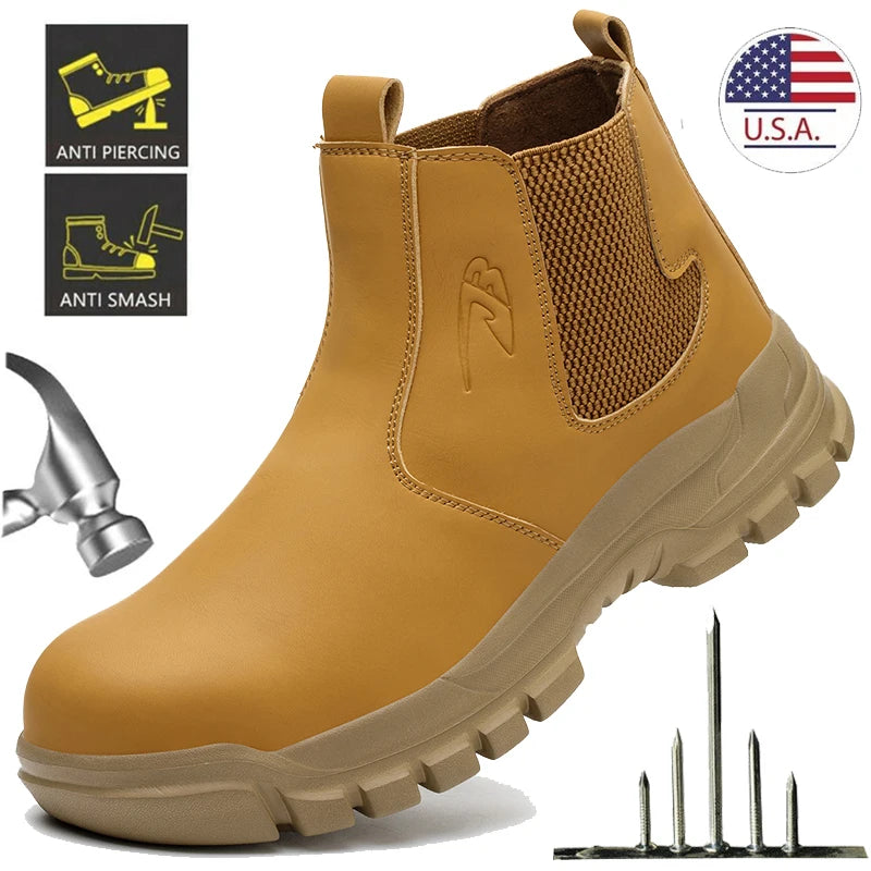 Men's Work Boots Steel Toe Shoes  Anti-Puncture Outdoor  Hiking  Boots