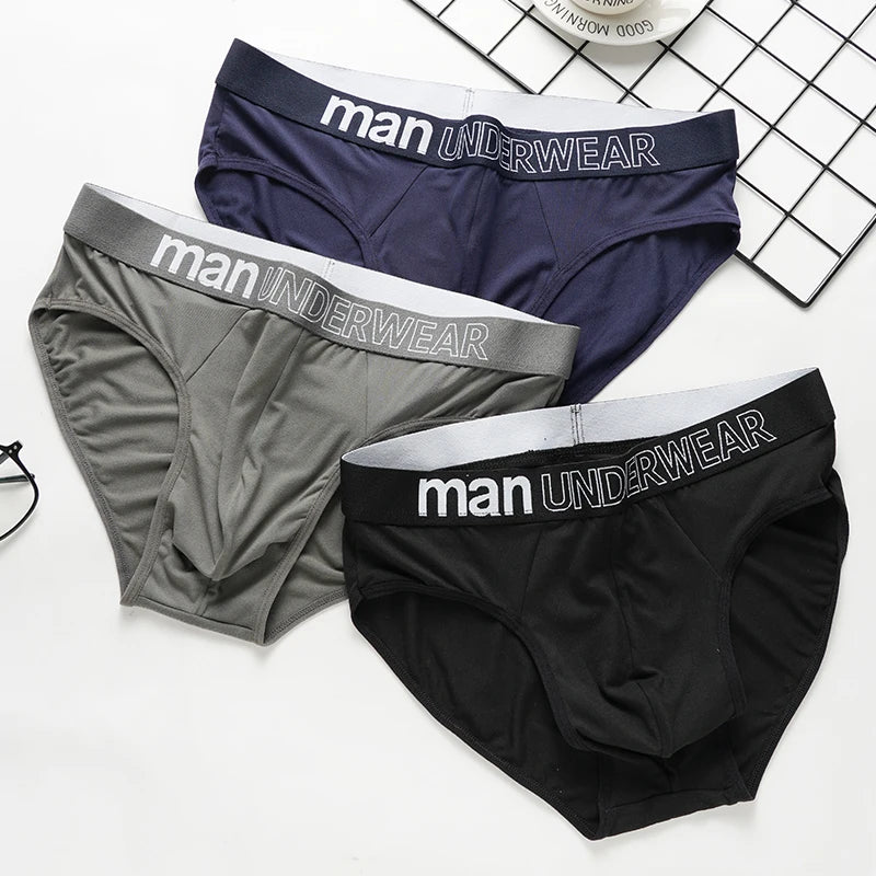Men's Underwear Briefs  Sexy Breathable Male Lingerie Solid Color Triangle Underpants